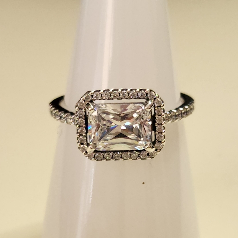 Pandora Sterling Silver Rectangular Sparkling Hal… - image 1